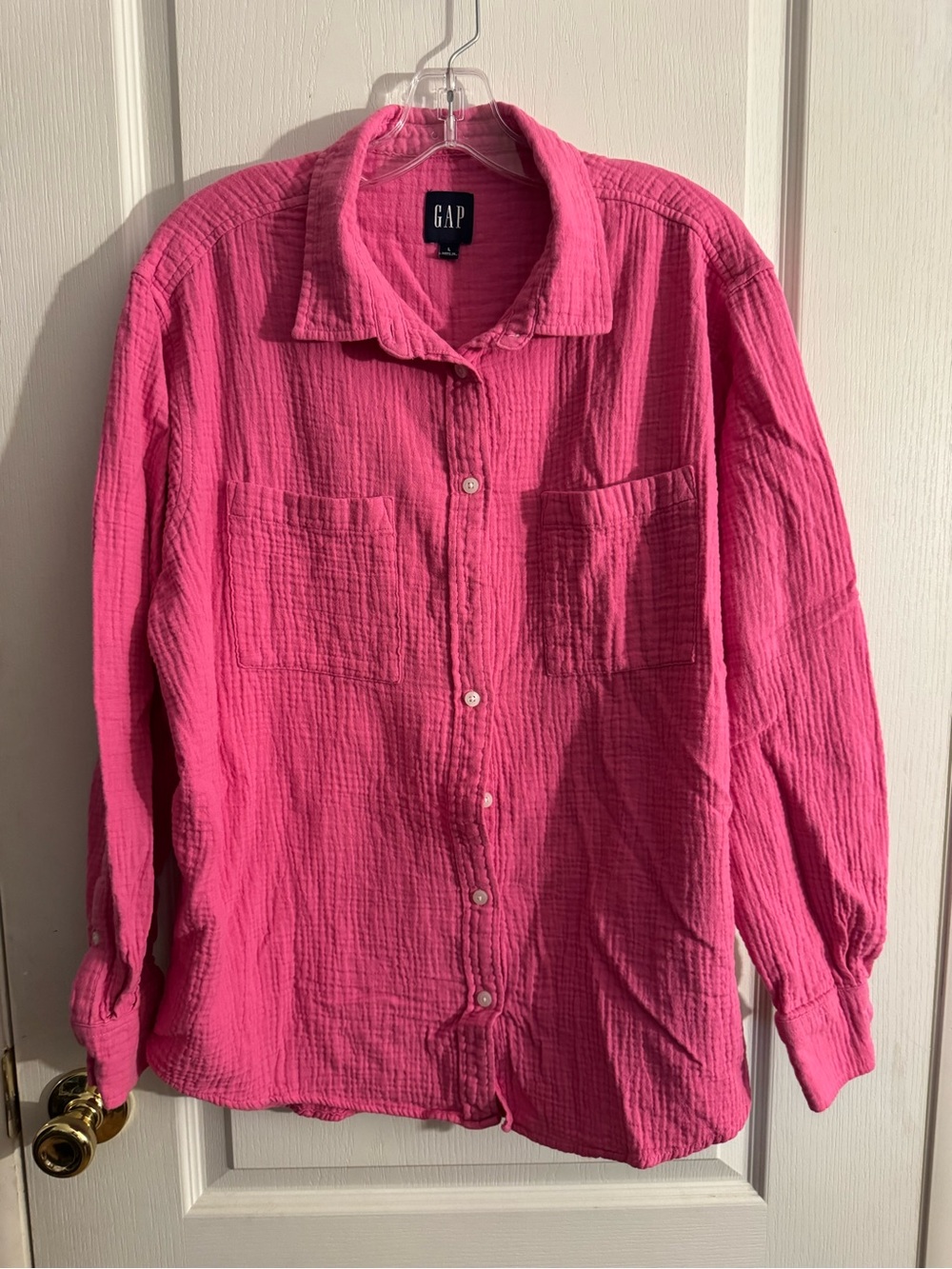 GAP Bright Pink Lightweight Button-Up Shirt Jacket